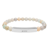 Engravable Natural Stone Stretch Bar Bracelet — Personalized Beaded Bar Bracelet