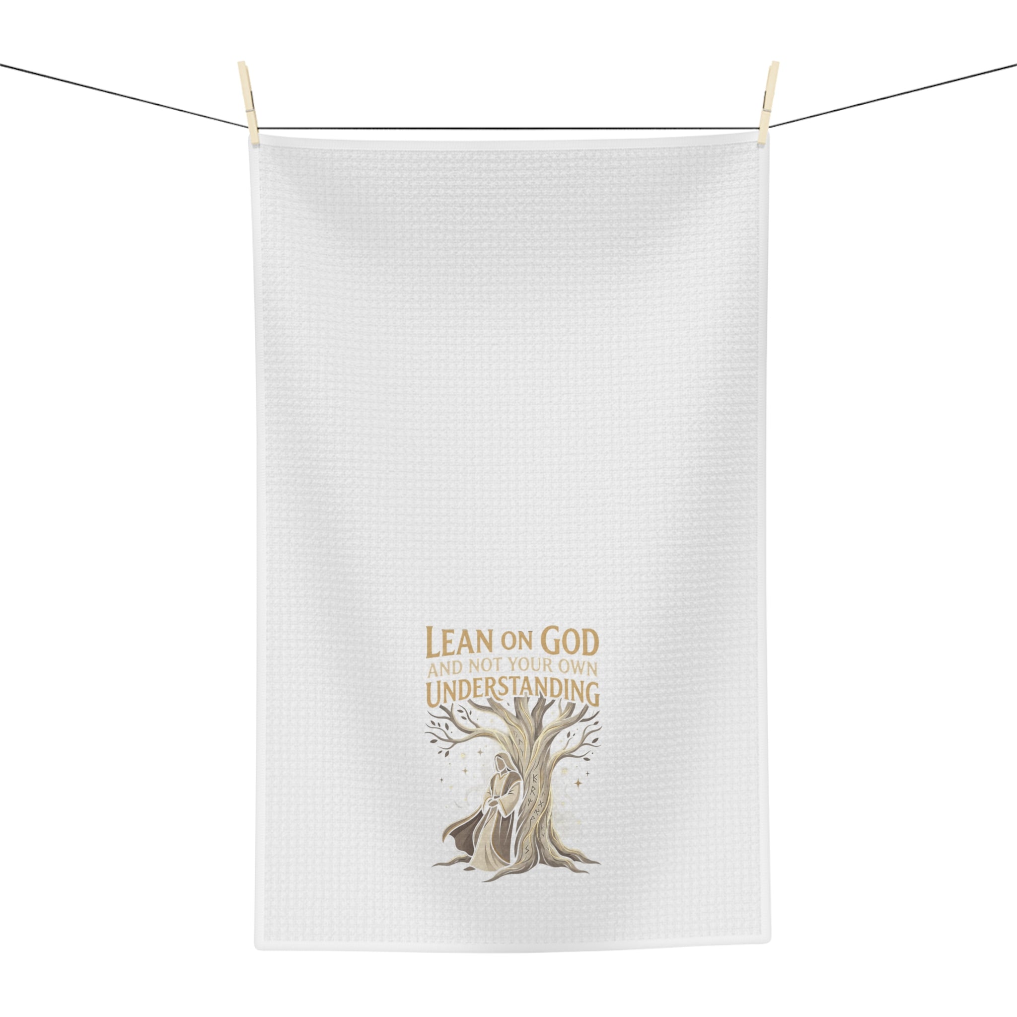 Tea Towel — "Lean on God and Not Your Own Understanding" Inspirational Christian Kitchen Towel