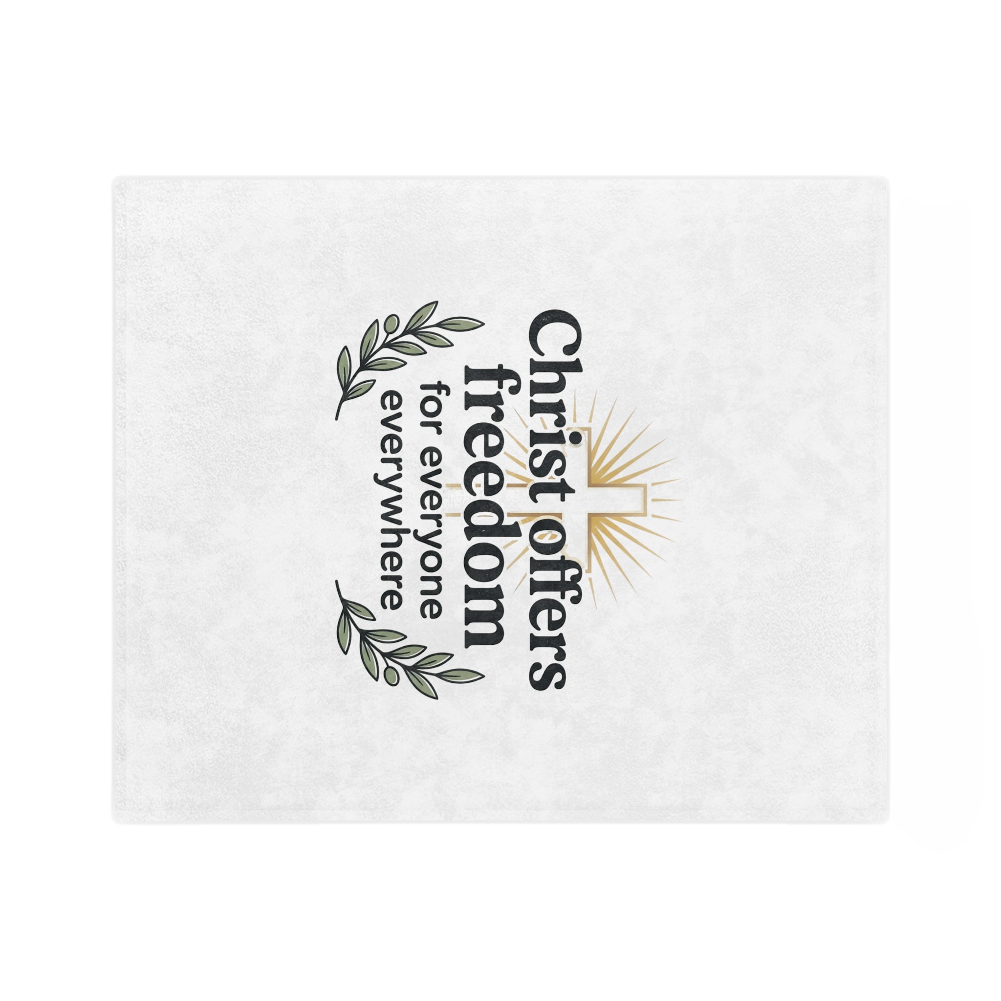 Christian Freedom Velveteen Blanket – "Christ Offers Freedom for Everyone Everywhere" Microfiber Throw