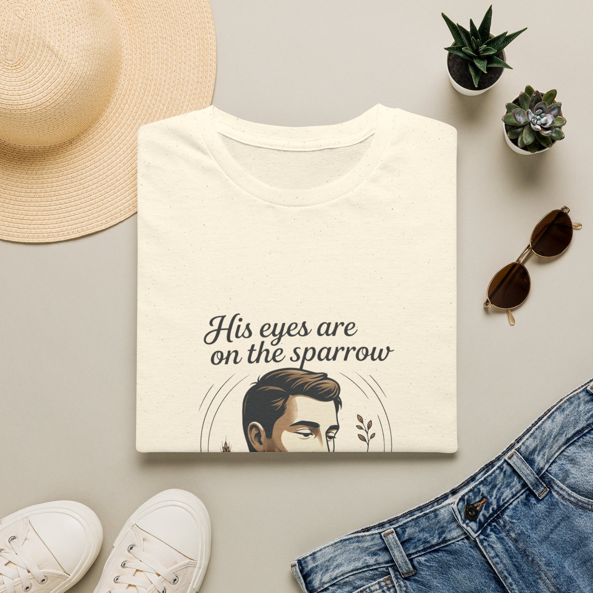 T-Shirt — "His Eyes Are on the Sparrow" Inspirational Faith Graphic