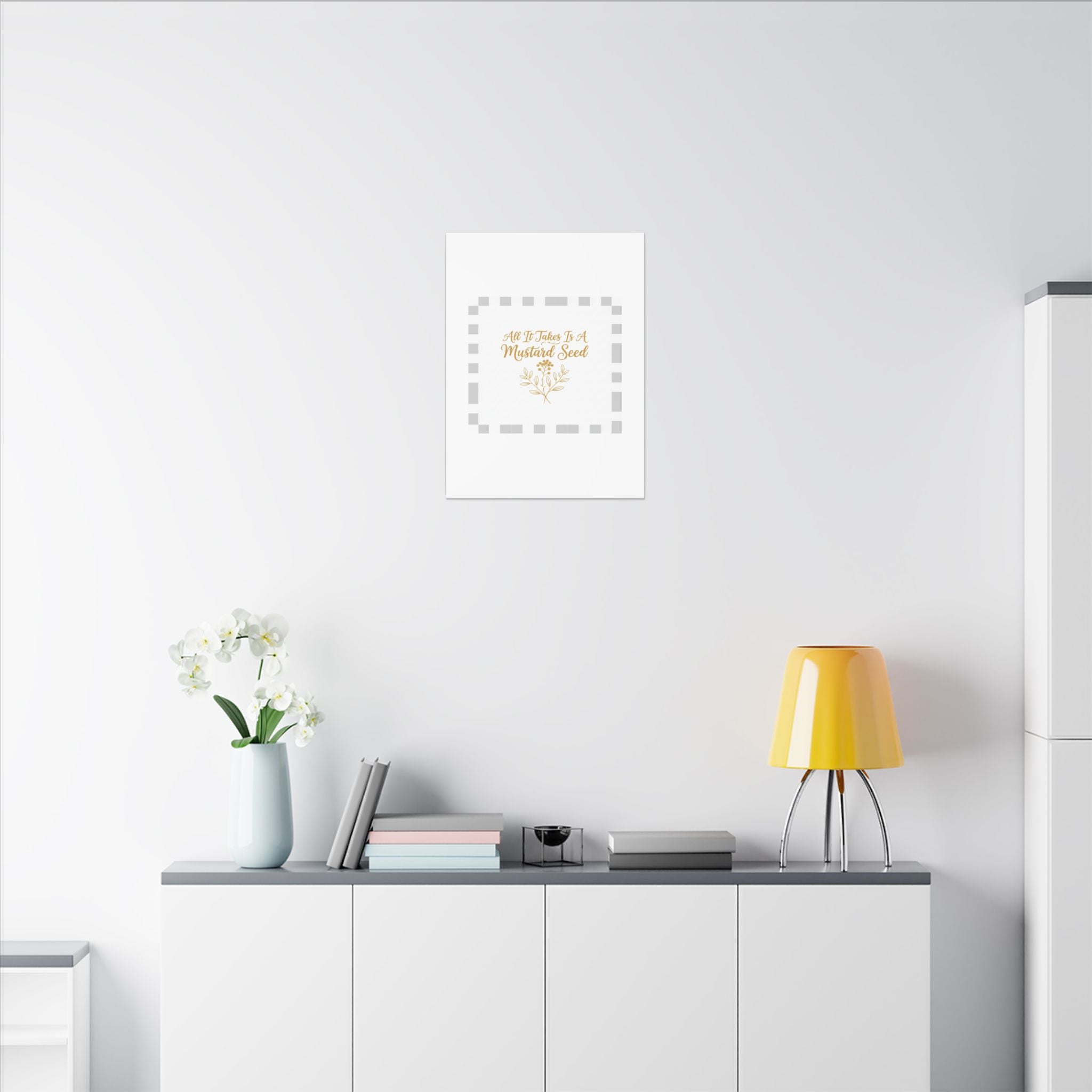 Matte Canvas Wall Art — "All It Takes Is A Mustard Seed" Inspirational Quote Print