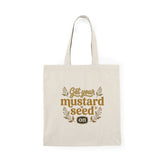 Christian Tote Bag — "Get Your Mustard Seed On" Faith-Inspired Canvas Shopper | Faith Gift