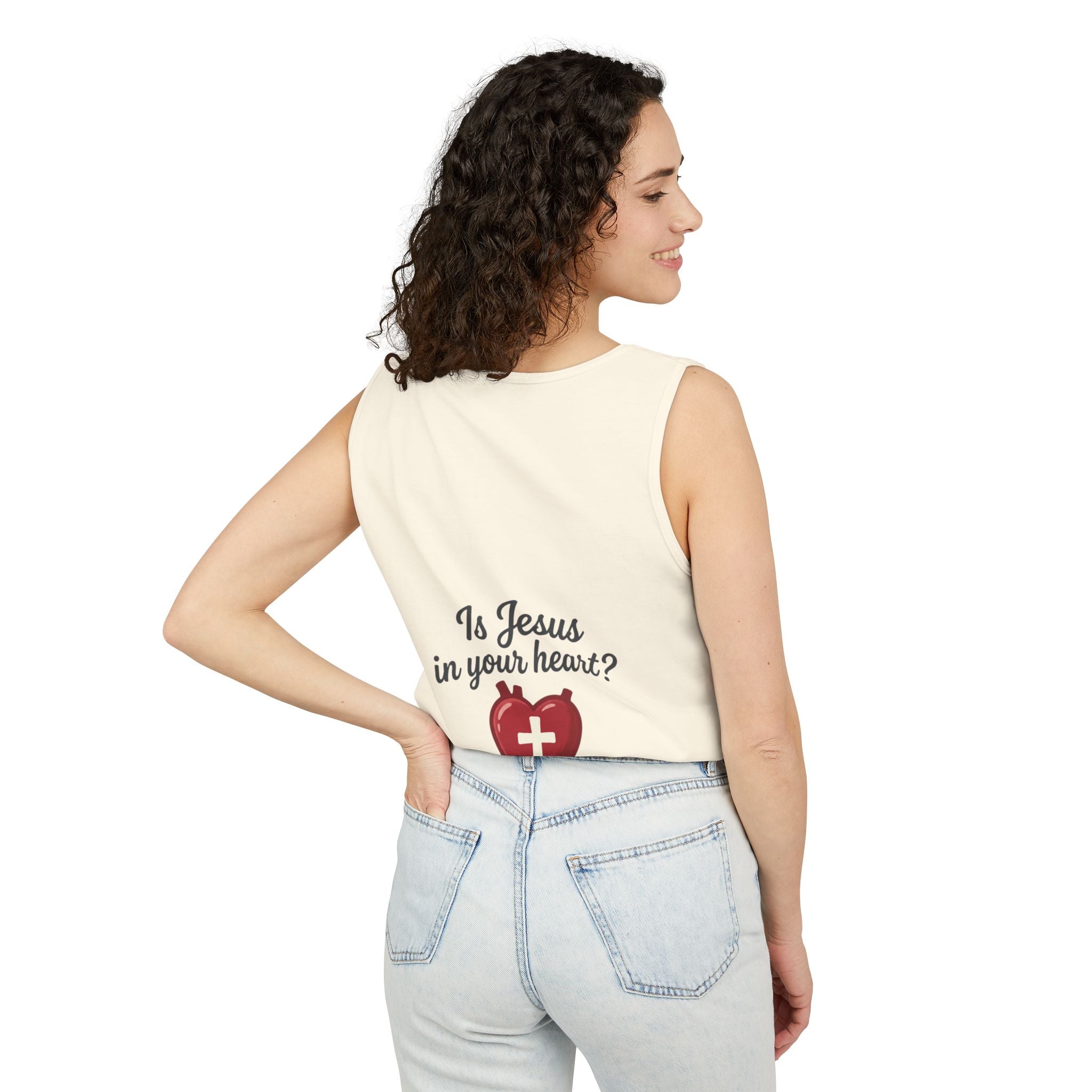 Christian Heart Tank Top — "Jesus Is In My Heart" Faith Graphic Tank
