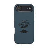 Engraved PU Leather Phone Case — "Start Today Fresh" Seedling Design