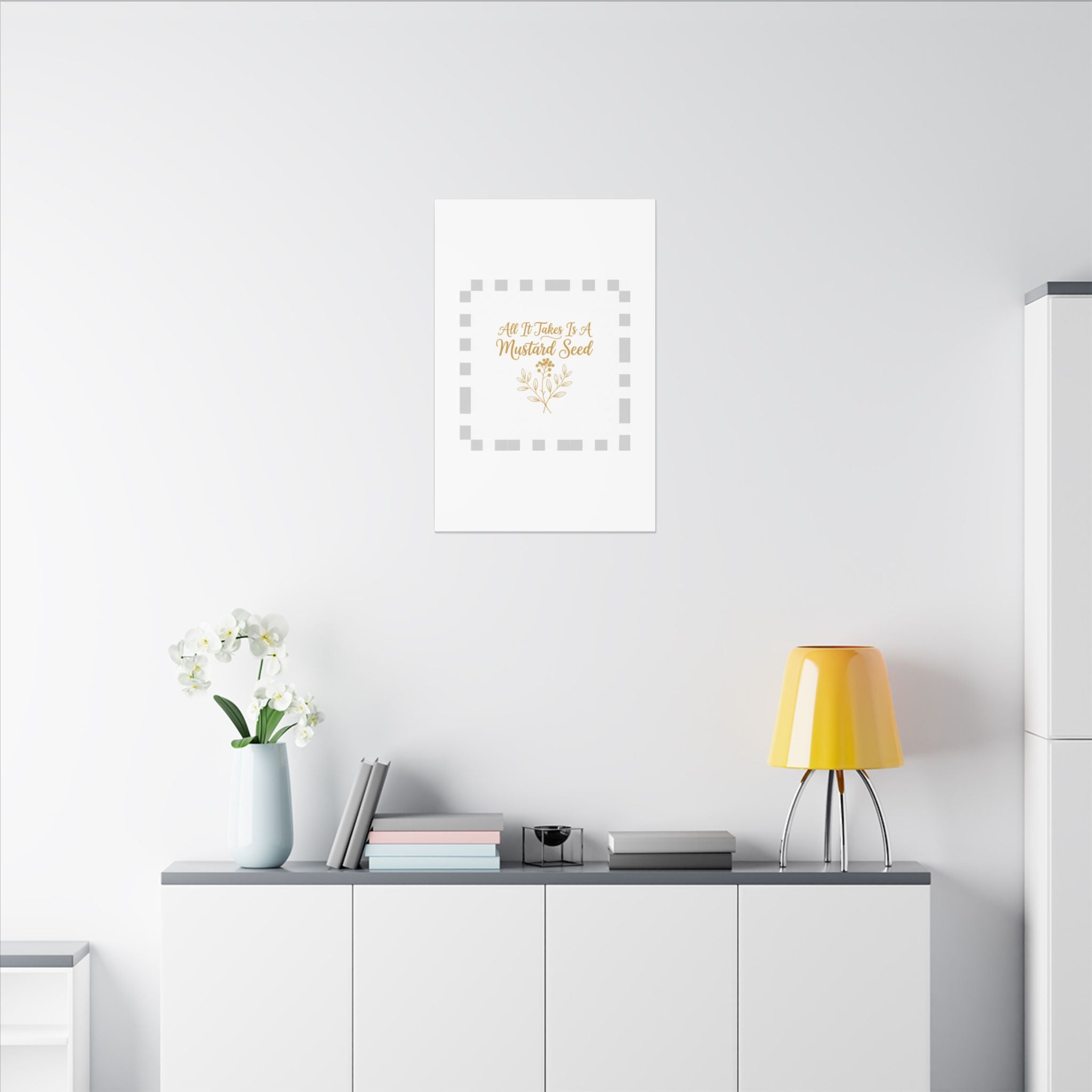 Matte Canvas Wall Art — "All It Takes Is A Mustard Seed" Inspirational Quote Print