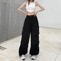Retro Vintage High Street Baggy Pants Fashion Women Oversized Drawstring Pocket New Pant Casual Streetwear Loose Jogger Trousers
