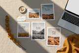 Faith photography flat lay with mustard yellow accents and scripture verse overlay